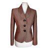 Le Suit Women Metallic Polyester Blazer Size 4P Orange Lined Faux Pockets 1PC