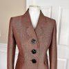 Le Suit Women Metallic Polyester Blazer Size 4P Orange Lined Faux Pockets 1PC