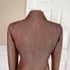 Le Suit Women Metallic Polyester Blazer Size 4P Orange Lined Faux Pockets 1PC