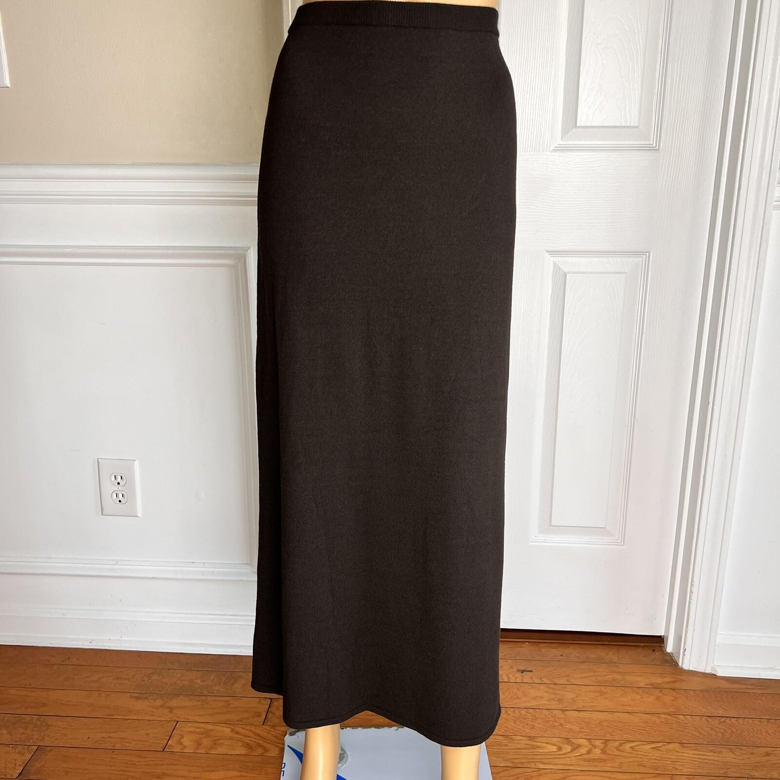 EILEEN FISHER Women Brown Knit Viscose Nylon Maxi Skirt Size XS