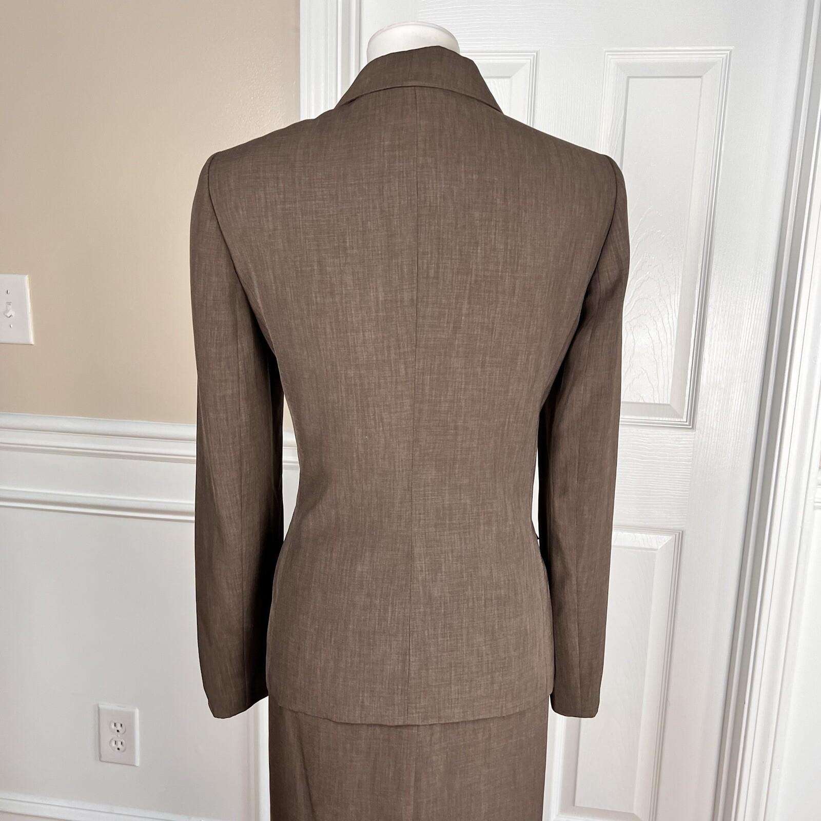 EVAN PICONE Women 2PC Brown Polyester Lined Skirt Suit Size 8