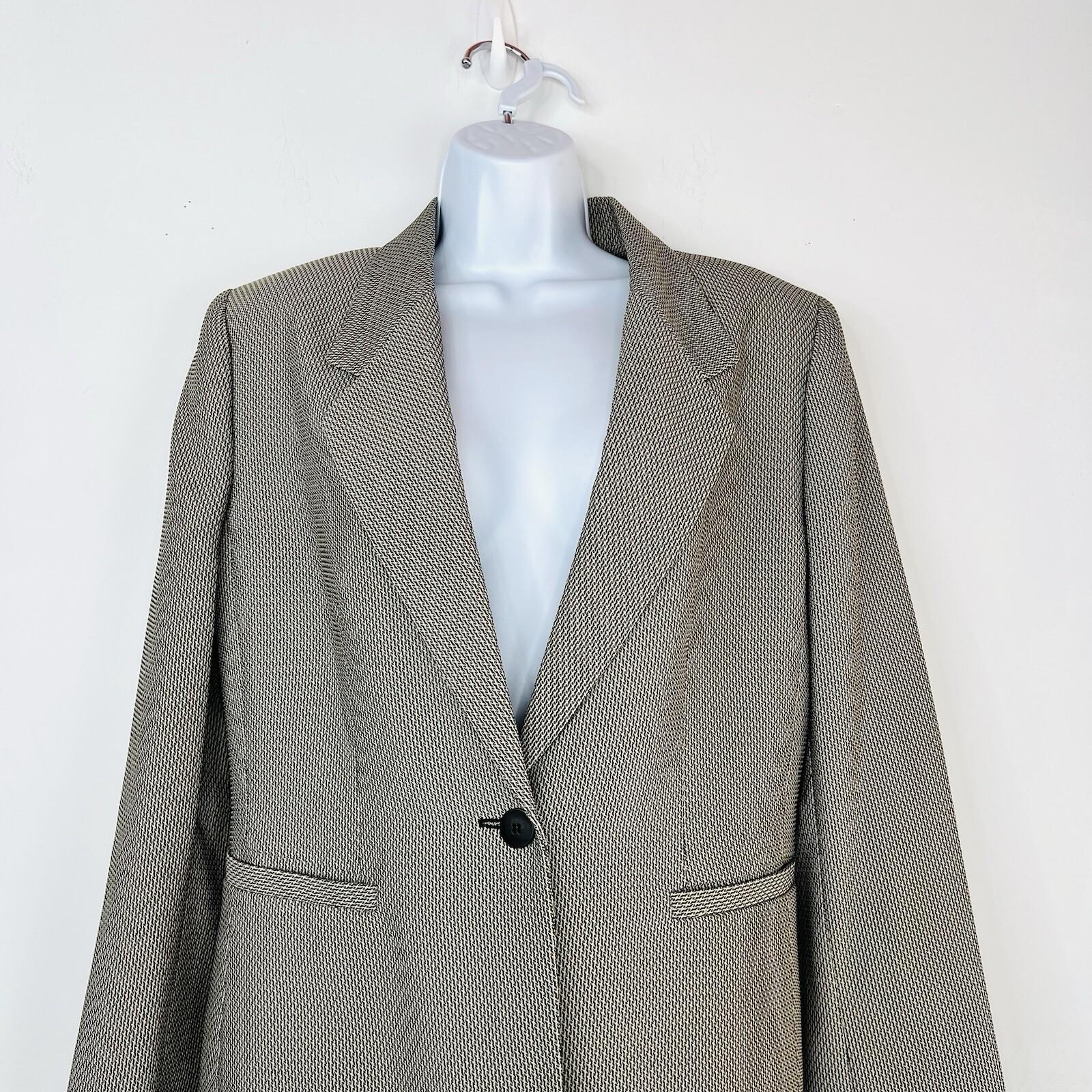 Le Suit Women Polyester Skirt Suit Size 14P Beige Black Notch Lined Cocktail 2PC