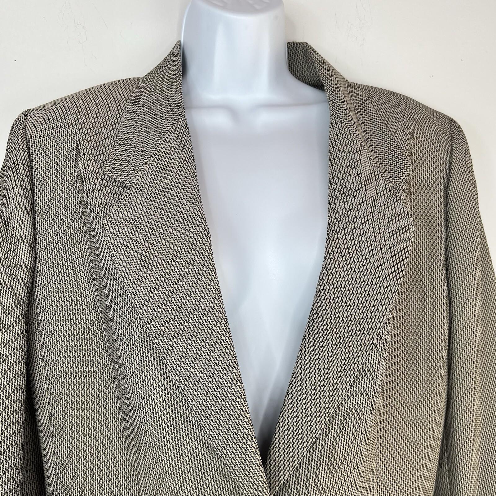 Le Suit Women Polyester Skirt Suit Size 14P Beige Black Notch Lined Cocktail 2PC