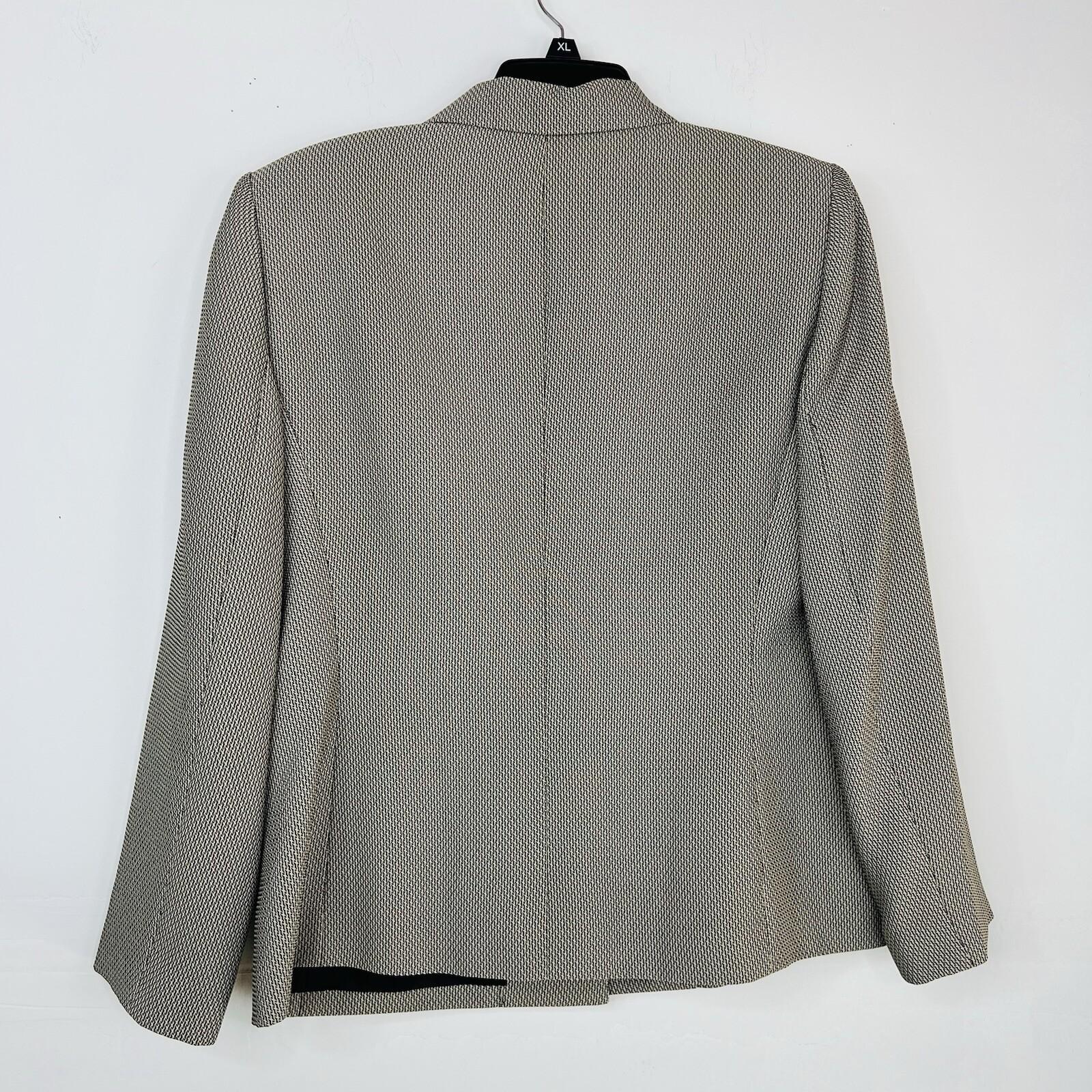 Le Suit Women Polyester Skirt Suit Size 14P Beige Black Notch Lined Cocktail 2PC