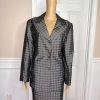 K&B Polyester Metallic Skirt Suit Size 12 Slate Gray Beaded Lined Cocktail  2PC