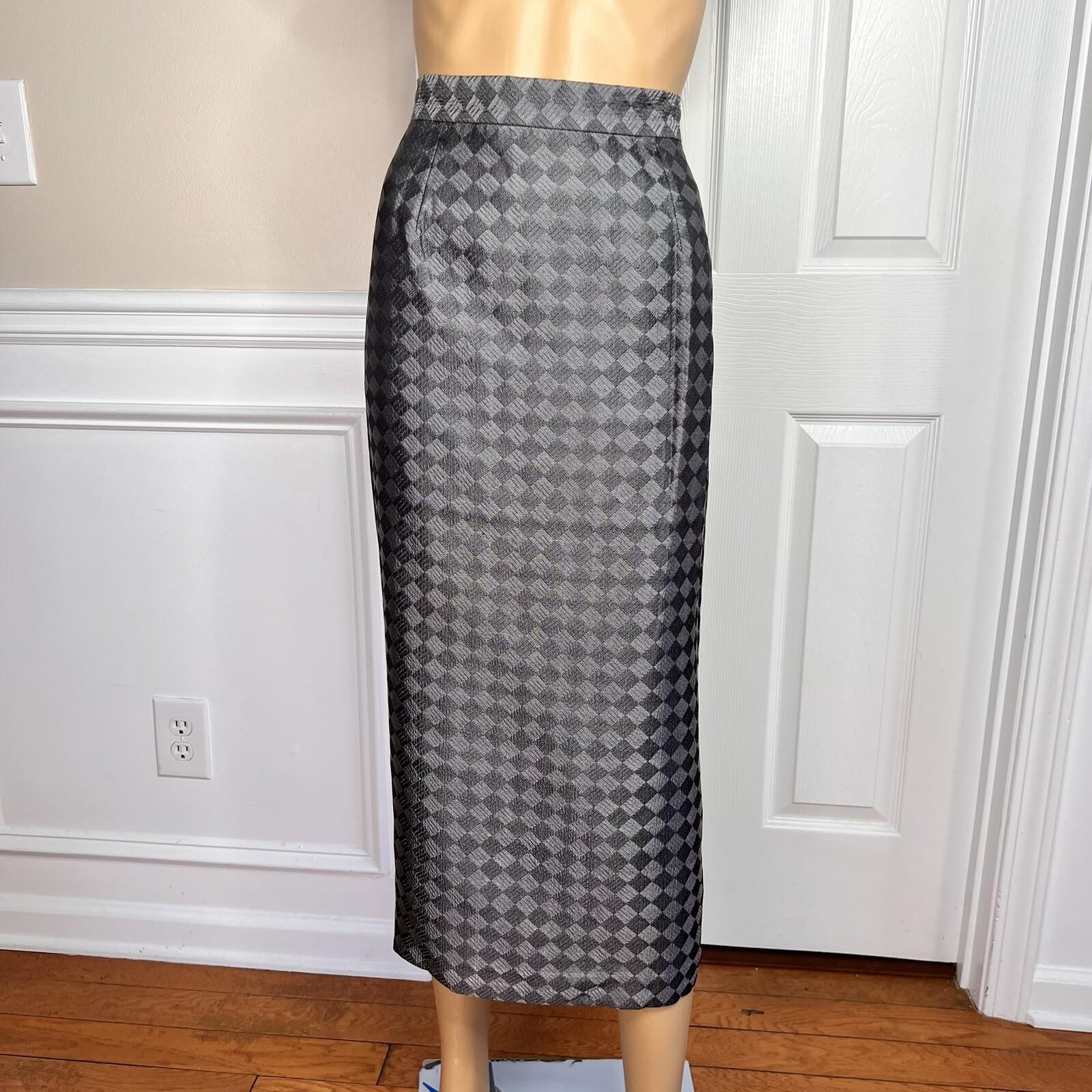 K&B Polyester Metallic Skirt Suit Size 12 Slate Gray Beaded Lined Cocktail  2PC