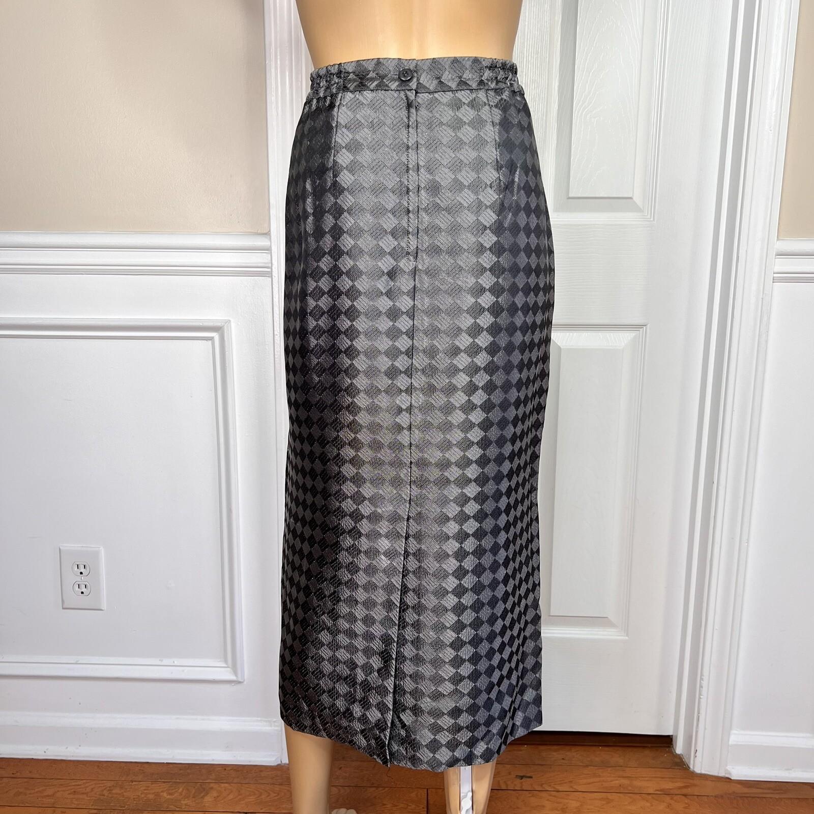 K&B Polyester Metallic Skirt Suit Size 12 Slate Gray Beaded Lined Cocktail  2PC