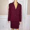 New KASPER 2PC Burgundy Wool Mismatch Cocktail Skirt (SZ 14P) Suit (Size 14)