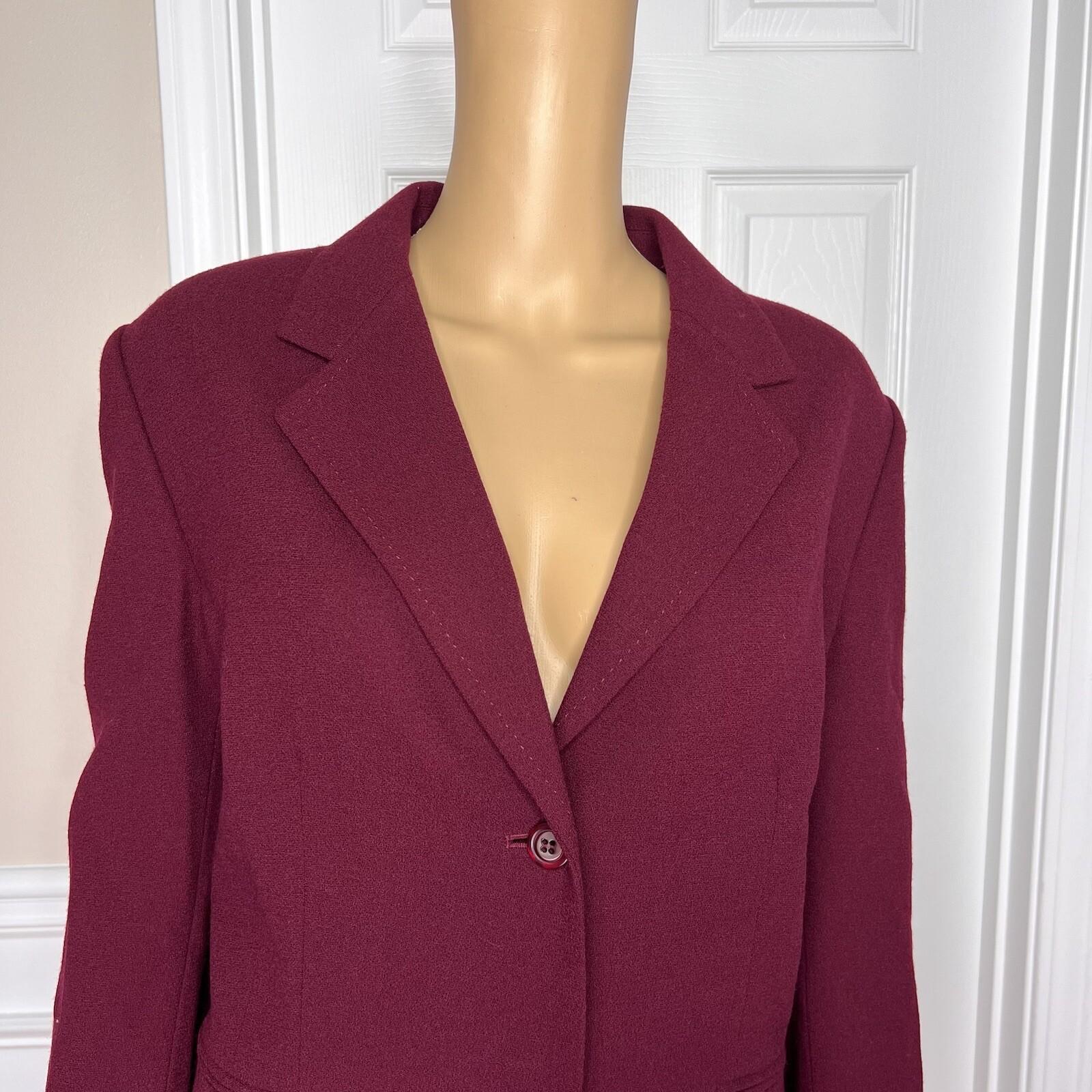New KASPER 2PC Burgundy Wool Mismatch Cocktail Skirt (SZ 14P) Suit (Size 14)