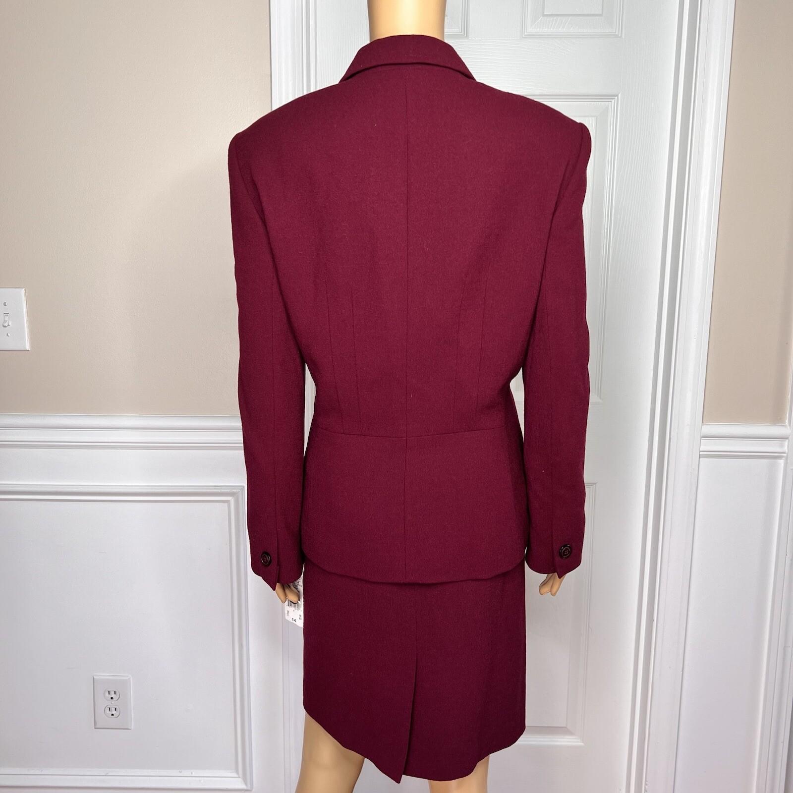 New KASPER 2PC Burgundy Wool Mismatch Cocktail Skirt (SZ 14P) Suit (Size 14)