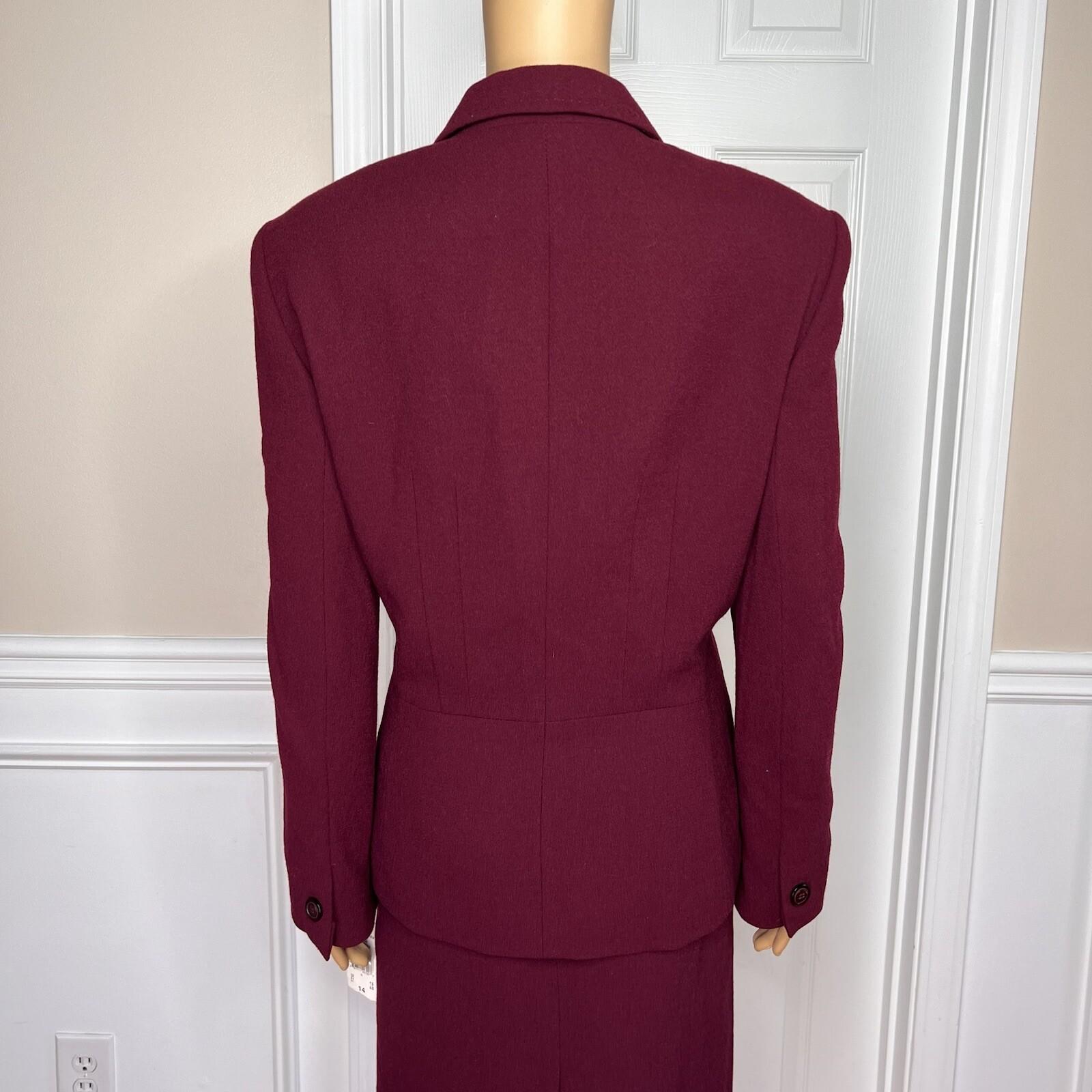 New KASPER 2PC Burgundy Wool Mismatch Cocktail Skirt (SZ 14P) Suit (Size 14)