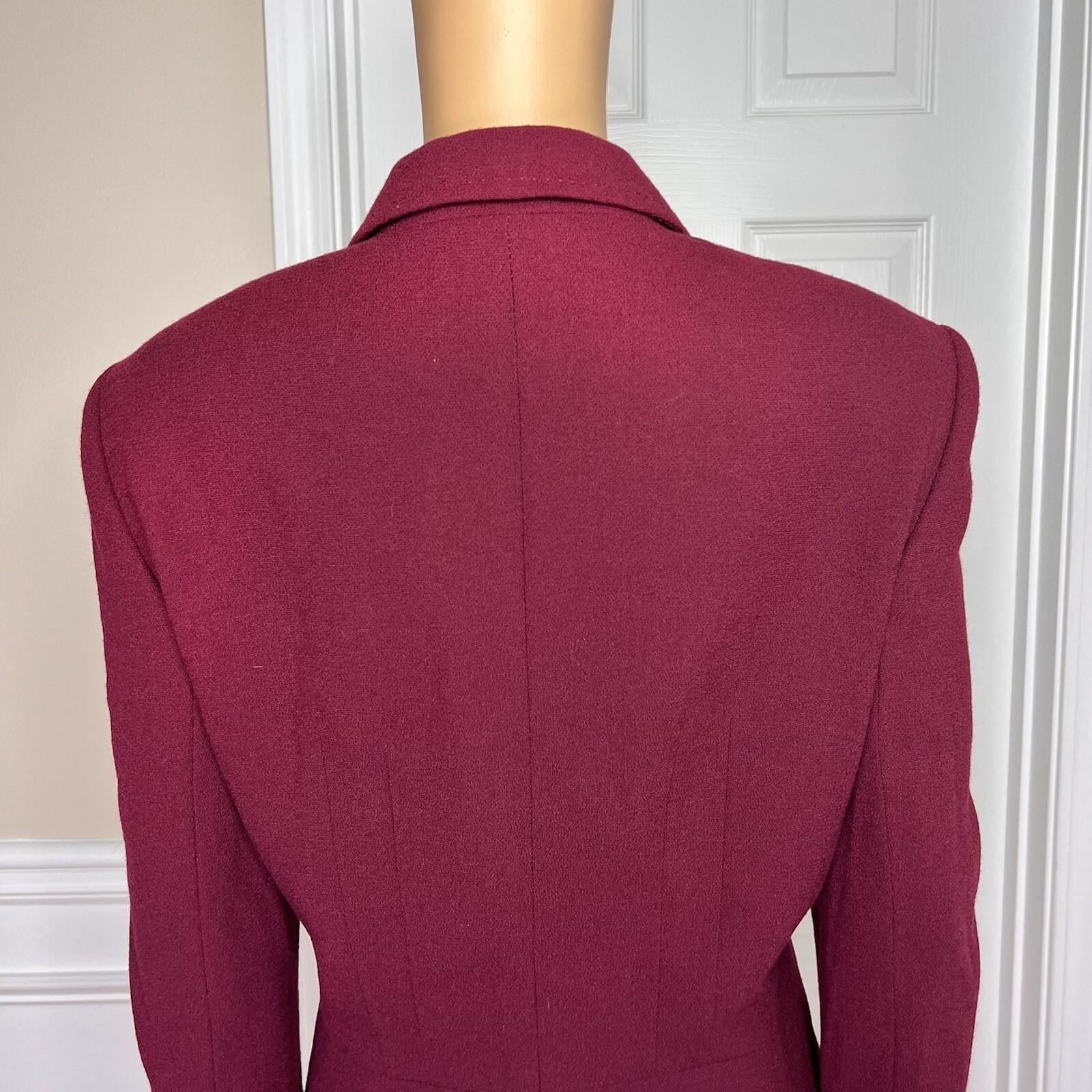 New KASPER 2PC Burgundy Wool Mismatch Cocktail Skirt (SZ 14P) Suit (Size 14)