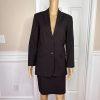 The Limited Polyester Wool Stretch Skirt Suit Size 6 Brown Lined Career 2 Piece