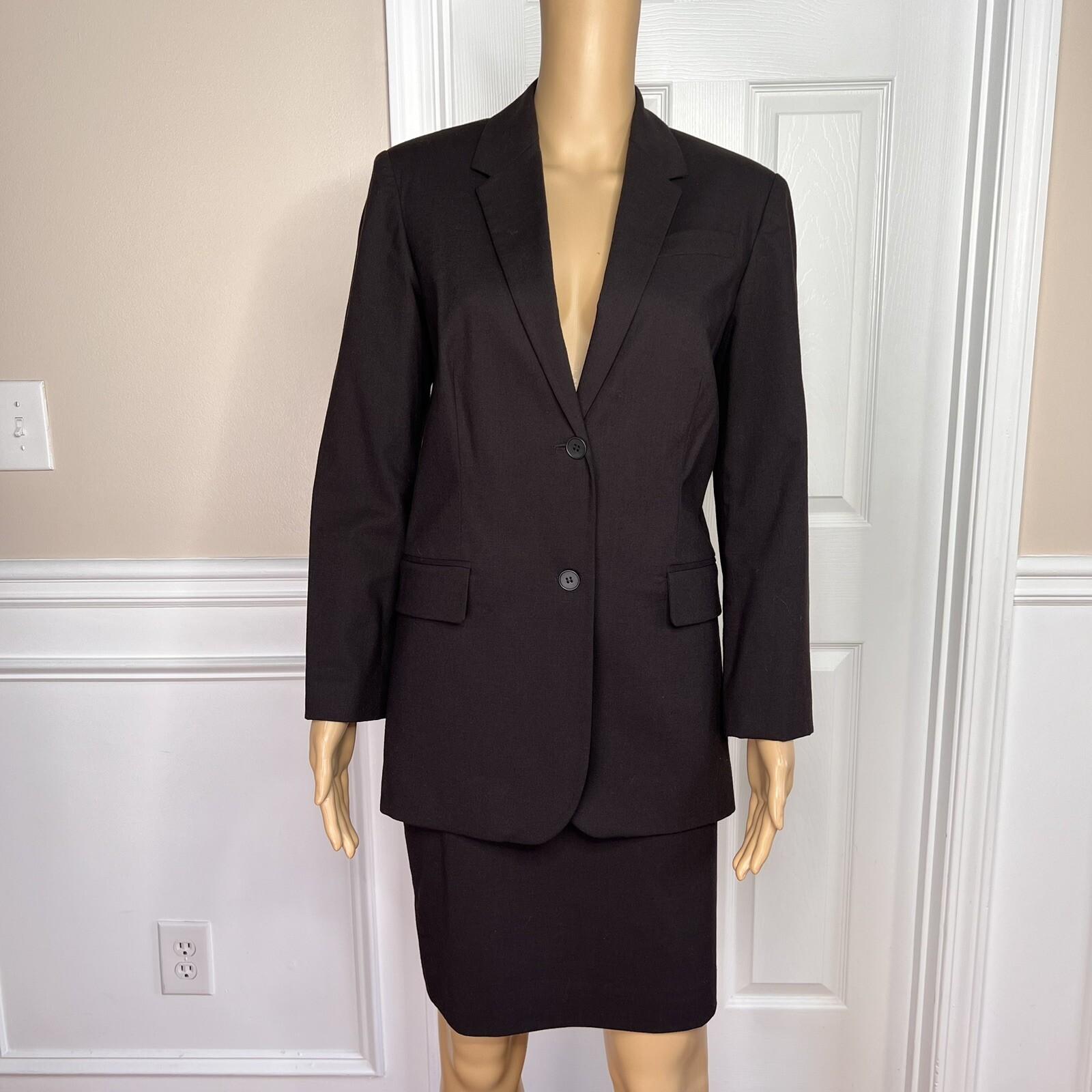 The Limited Polyester Wool Stretch Skirt Suit Size 6 Brown Lined Career 2 Piece