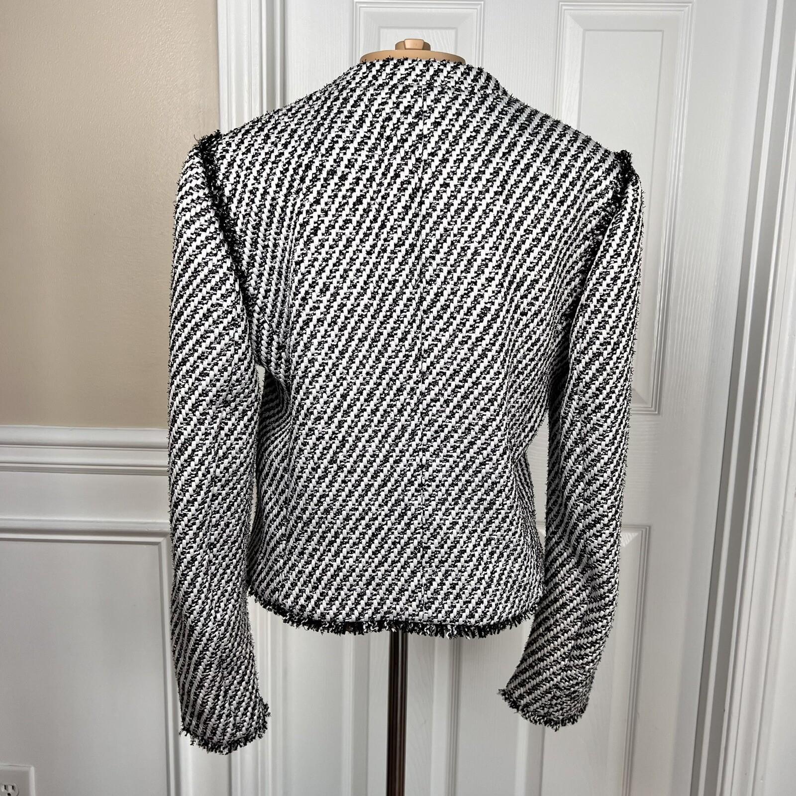 ANN TAYLOR Women 1PC Black White Tweed Metallic Lined Open Front Blazer Size 2
