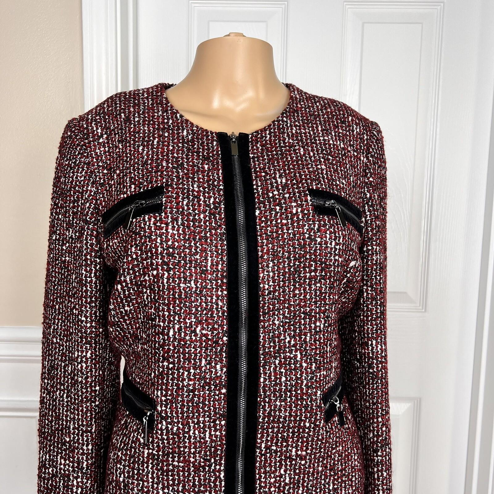 New TAHARI ASL Multicolor Tweed Metallic Lined Collarless Blazer Suit Size 10P