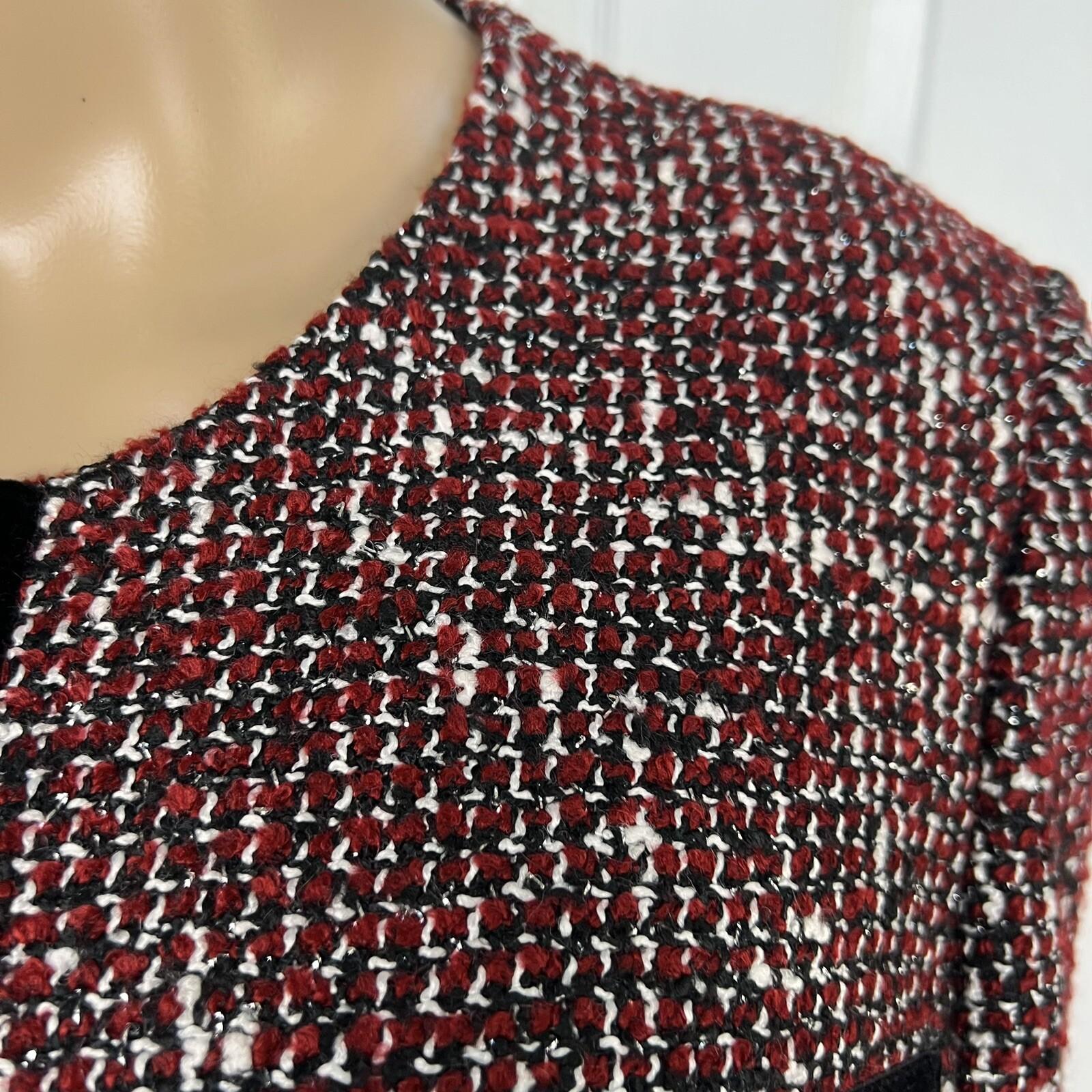 New TAHARI ASL Multicolor Tweed Metallic Lined Collarless Blazer Suit Size 10P