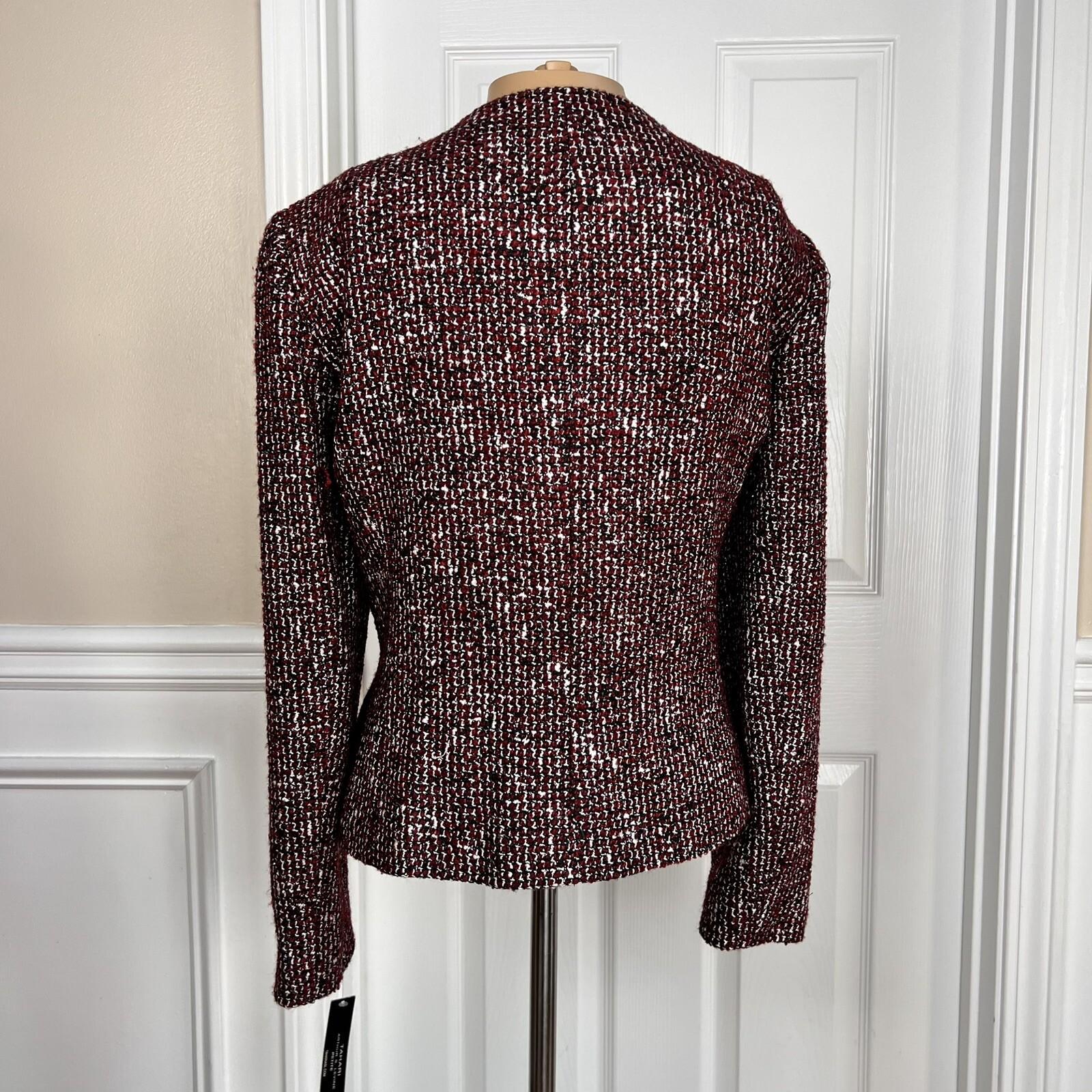 New TAHARI ASL Multicolor Tweed Metallic Lined Collarless Blazer Suit Size 10P