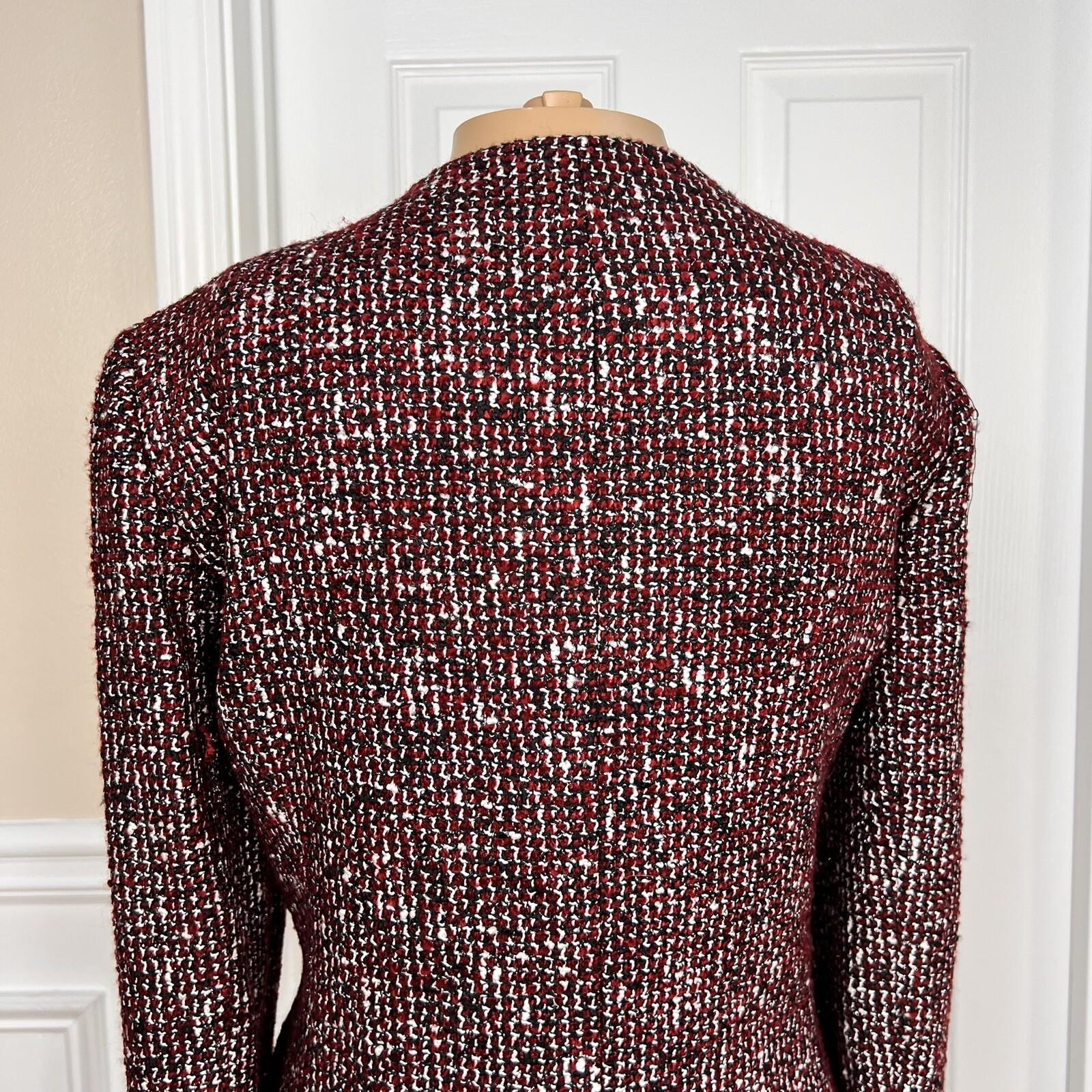 New TAHARI ASL Multicolor Tweed Metallic Lined Collarless Blazer Suit Size 10P