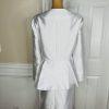 GMI Skirt Suit Size 20W White Lined Embroidered Ruffle Trumpet Sleeves 2PC