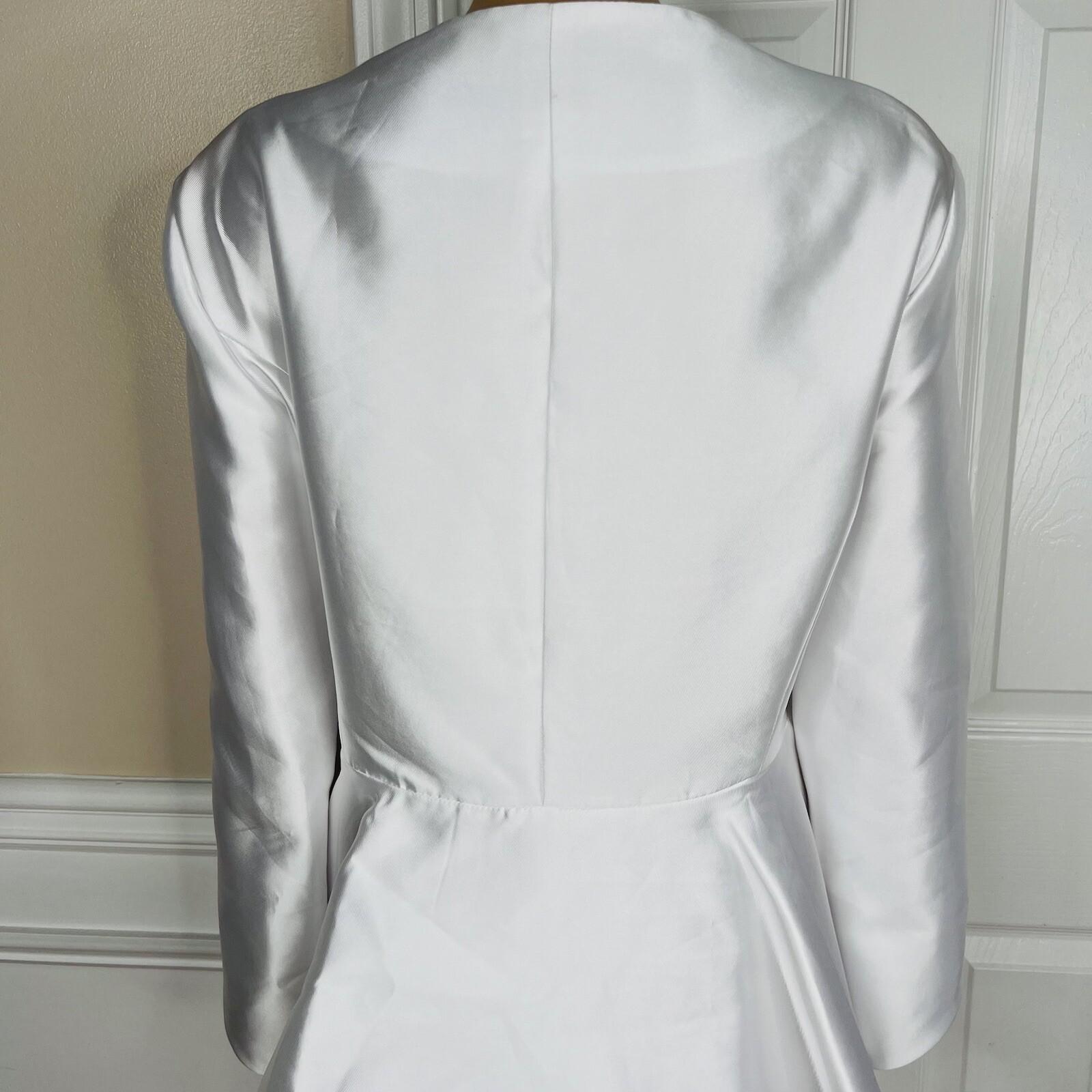 GMI Skirt Suit Size 20W White Lined Embroidered Ruffle Trumpet Sleeves 2PC