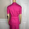 Emily Cotton Stretch Skirt Suit 18 Fuchsia Short Sleeves Belted Pockets 2PC New
