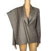 NINE WEST Polyester Rayon Pant Suit 6 Gray Striped Lined Peak Collar 2PC