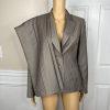 NINE WEST Polyester Rayon Pant Suit 6 Gray Striped Lined Peak Collar 2PC