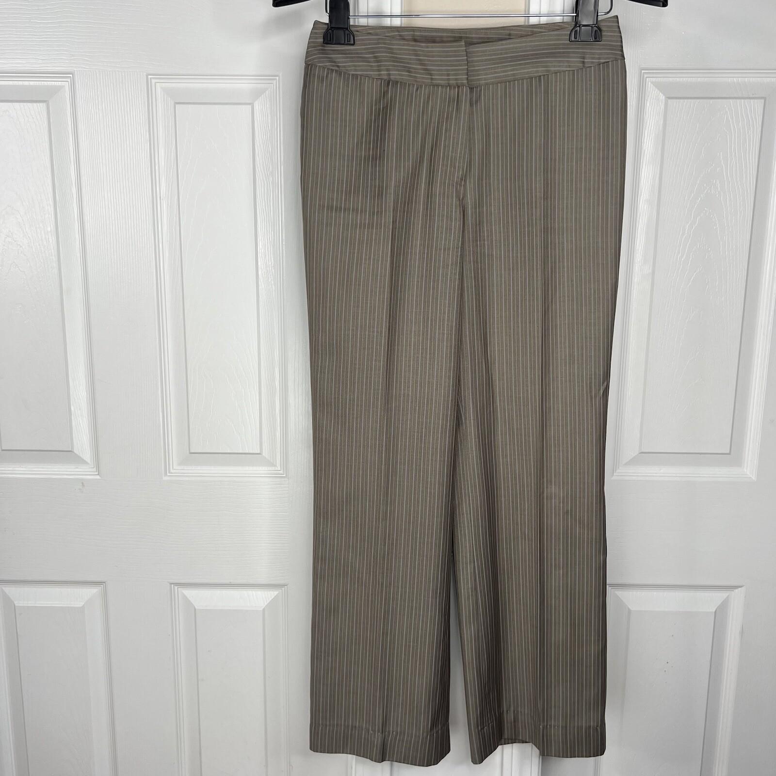 NINE WEST Polyester Rayon Pant Suit 6 Gray Striped Lined Peak Collar 2PC