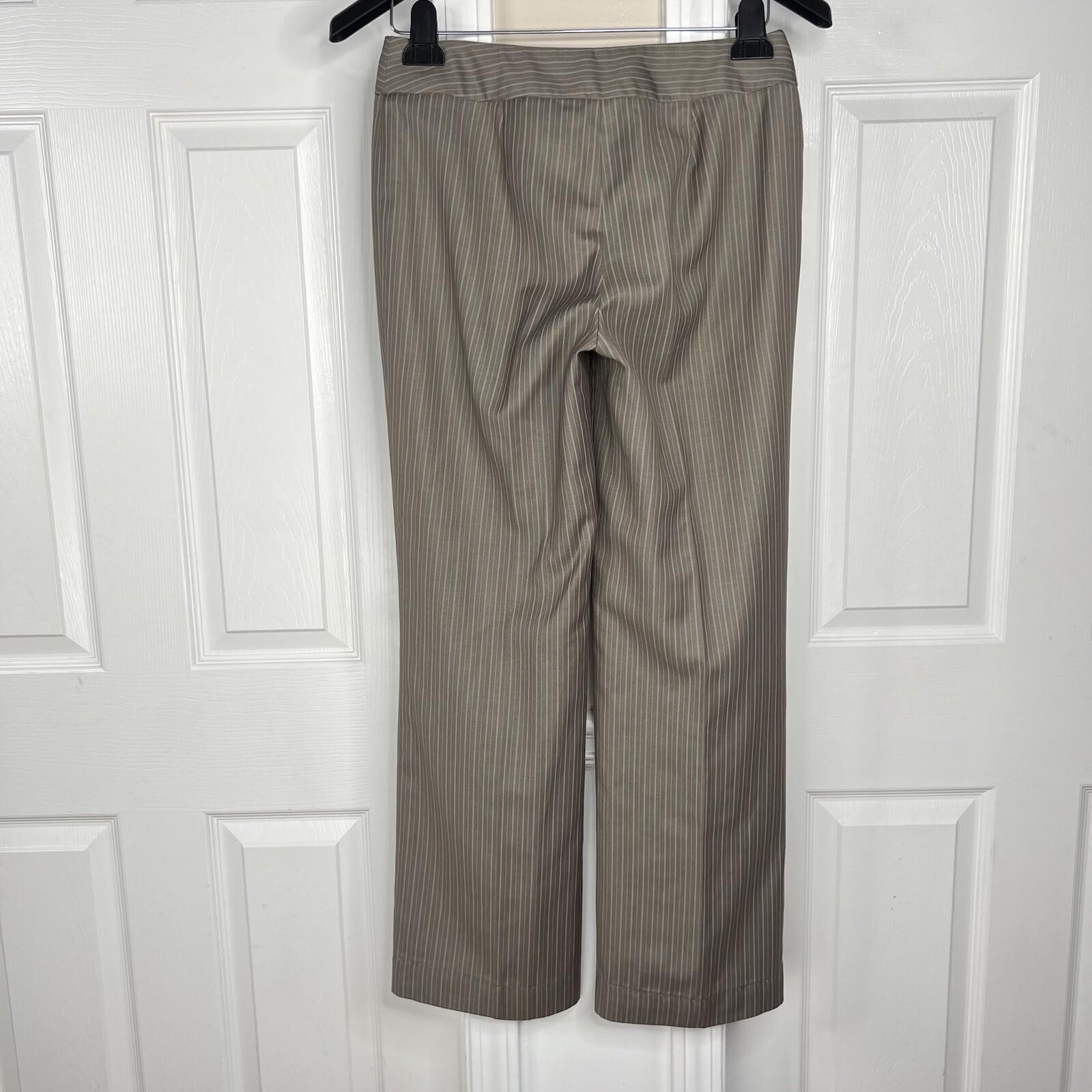 NINE WEST Polyester Rayon Pant Suit 6 Gray Striped Lined Peak Collar 2PC