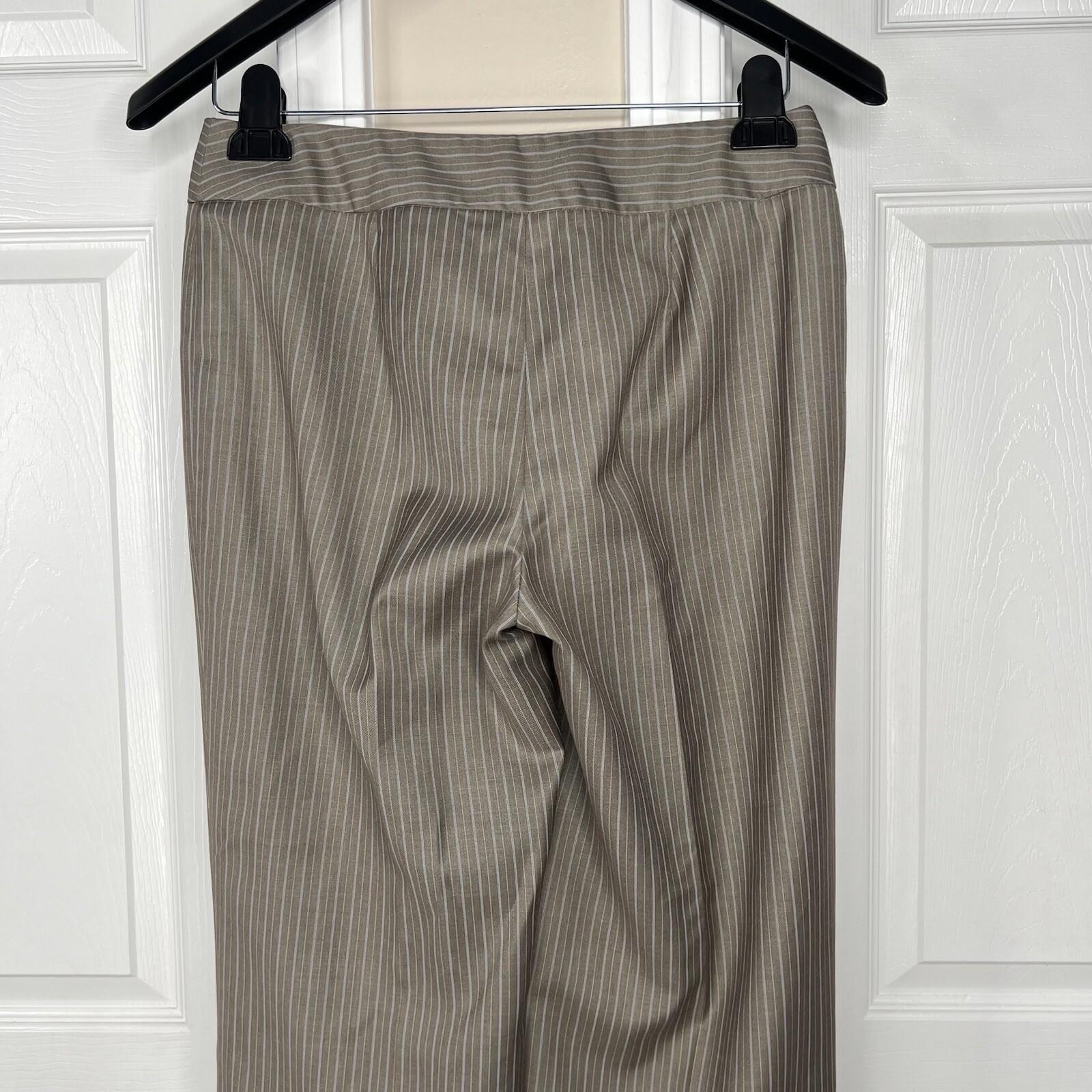 NINE WEST Polyester Rayon Pant Suit 6 Gray Striped Lined Peak Collar 2PC