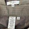 NINE WEST Polyester Rayon Pant Suit 6 Gray Striped Lined Peak Collar 2PC