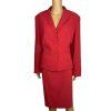 Le Suit Women Polyester Skirt Suit Size 14 Burnt Orange Stand UP Collar 2PC