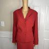 Le Suit Women Polyester Skirt Suit Size 14 Burnt Orange Stand UP Collar 2PC