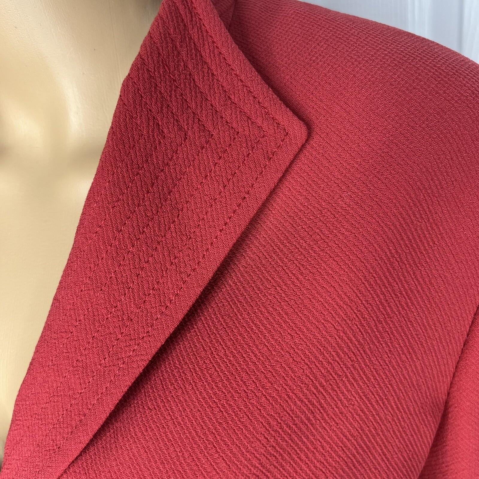 Le Suit Women Polyester Skirt Suit Size 14 Burnt Orange Stand UP Collar 2PC