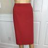 Le Suit Women Polyester Skirt Suit Size 14 Burnt Orange Stand UP Collar 2PC