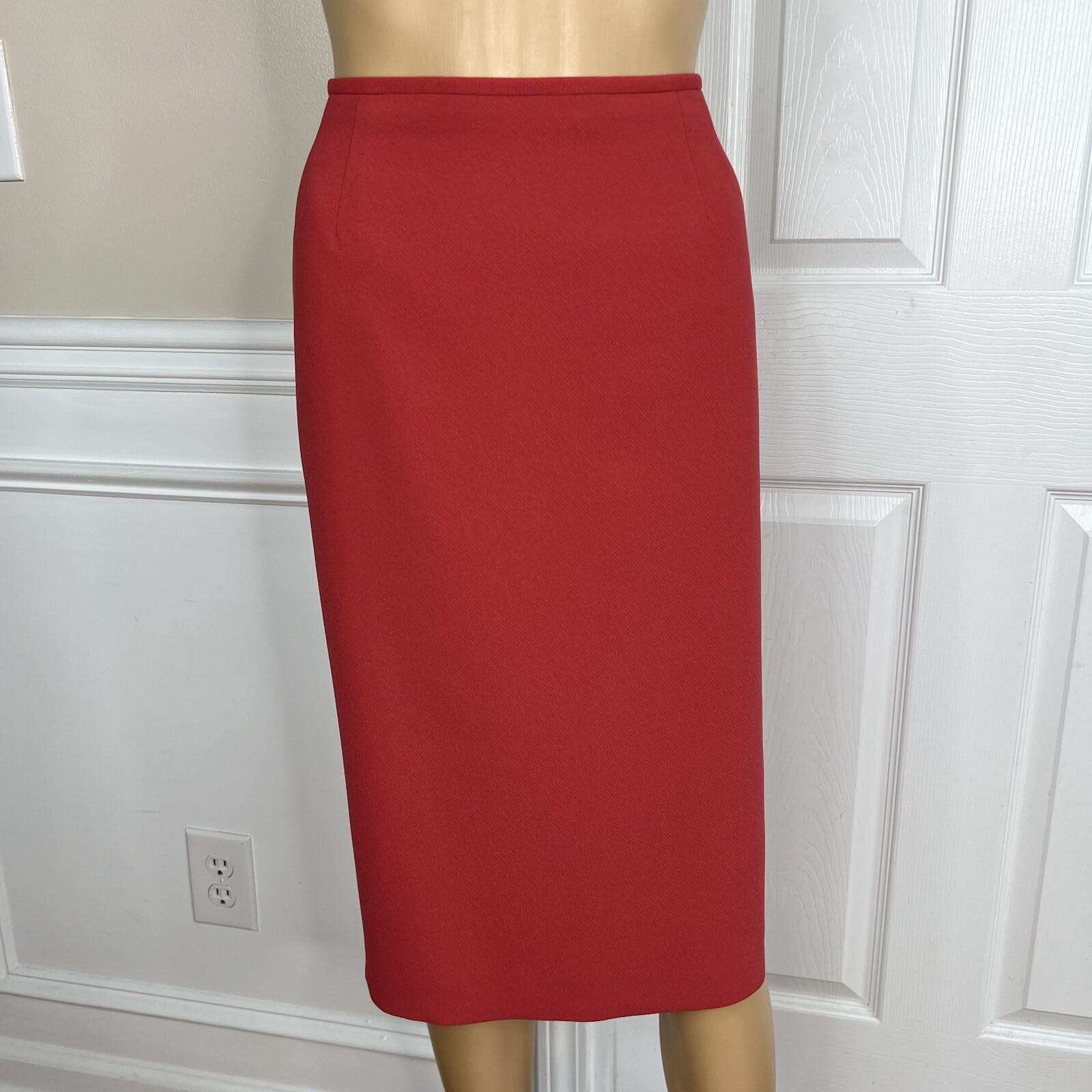 Le Suit Women Polyester Skirt Suit Size 14 Burnt Orange Stand UP Collar 2PC