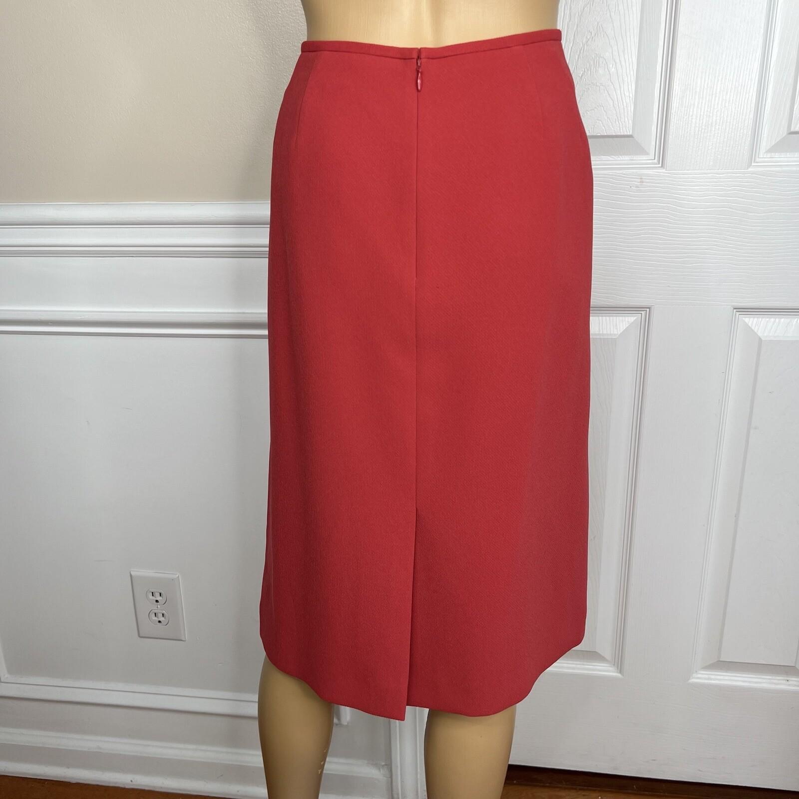 Le Suit Women Polyester Skirt Suit Size 14 Burnt Orange Stand UP Collar 2PC