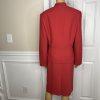 Le Suit Women Polyester Skirt Suit Size 14 Burnt Orange Stand UP Collar 2PC