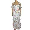 N/Nicholas Daffodil Cotton Dress 4 Broderie White Floral Cold Shoulder Tiered