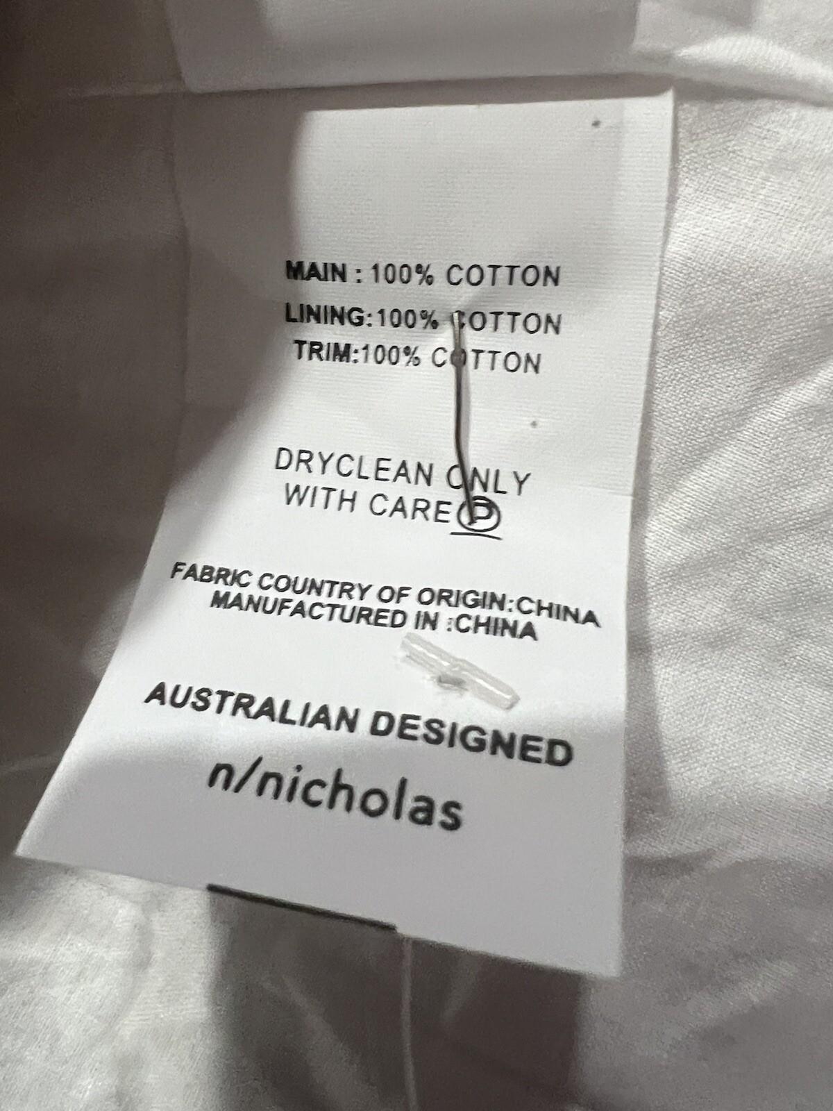 N/Nicholas Daffodil Cotton Dress 4 Broderie White Floral Cold Shoulder Tiered