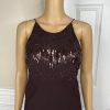 Cachet Silk Like Chiffon Dress Size 14 Brown Y2K Beaded Strappy Gothic Maxi Gown