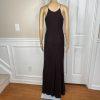 Cachet Silk Like Chiffon Dress Size 14 Brown Y2K Beaded Strappy Gothic Maxi Gown