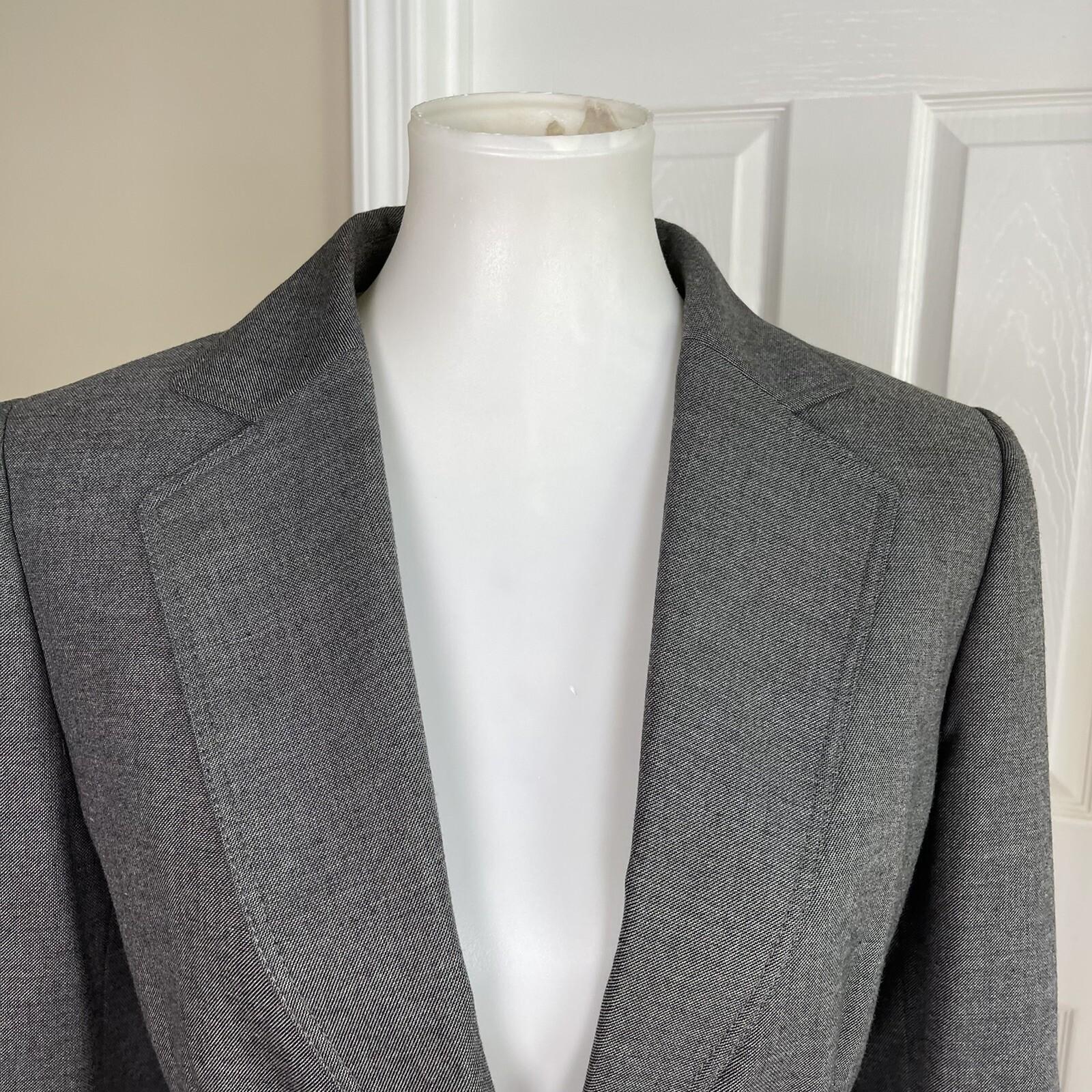 TAHARI ASL Women Gray Polyester Viscose Spandex Lined Belted Blazer Size 8