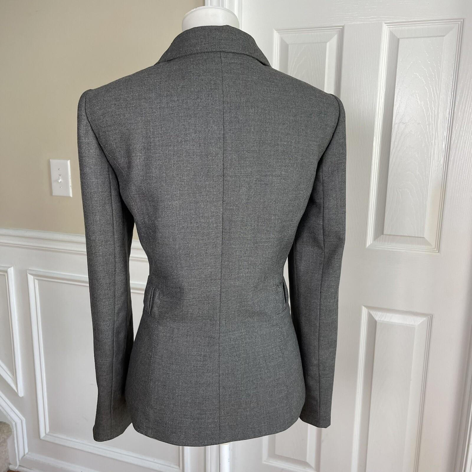 TAHARI ASL Women Gray Polyester Viscose Spandex Lined Belted Blazer Size 8