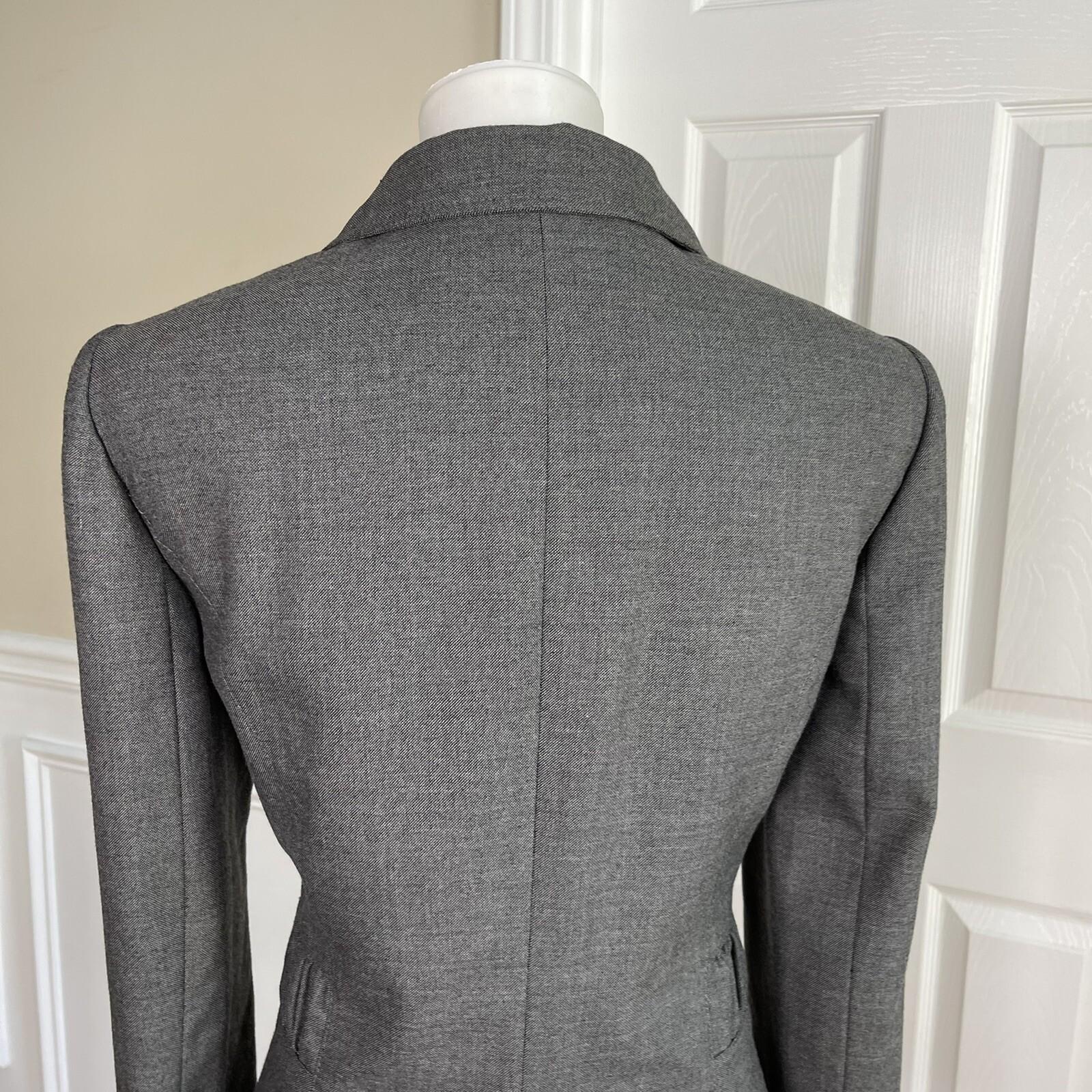 TAHARI ASL Women Gray Polyester Viscose Spandex Lined Belted Blazer Size 8