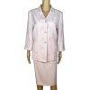 Kasper ASL Polyester Skirt Suit Size 14 Embroidered Light Pink 3/4 Sleeves 2PC