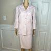 Kasper ASL Polyester Skirt Suit Size 14 Embroidered Light Pink 3/4 Sleeves 2PC