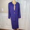GMI Women Polyester Skirt Suit Size 18W Purple Lined Collarless Cocktail 2PC