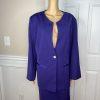 GMI Women Polyester Skirt Suit Size 18W Purple Lined Collarless Cocktail 2PC